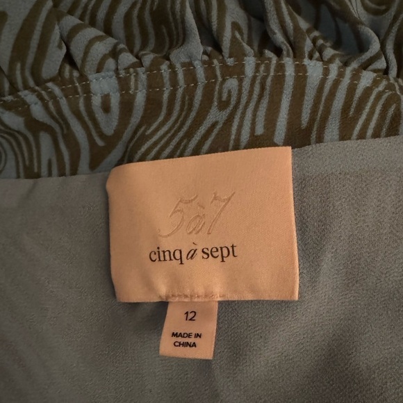 Cinq a Sept- Blue and green Sleeveless Multi Ruffle “Rayner” Printed Midi Dress - Picture 4 of 8